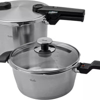 Fissler - Vitaquick® Premium 2 Pcs set, 3.7 Quart and 6.3 Quart Pressure Cooker plus Glass Lid - 602-410-13-0800