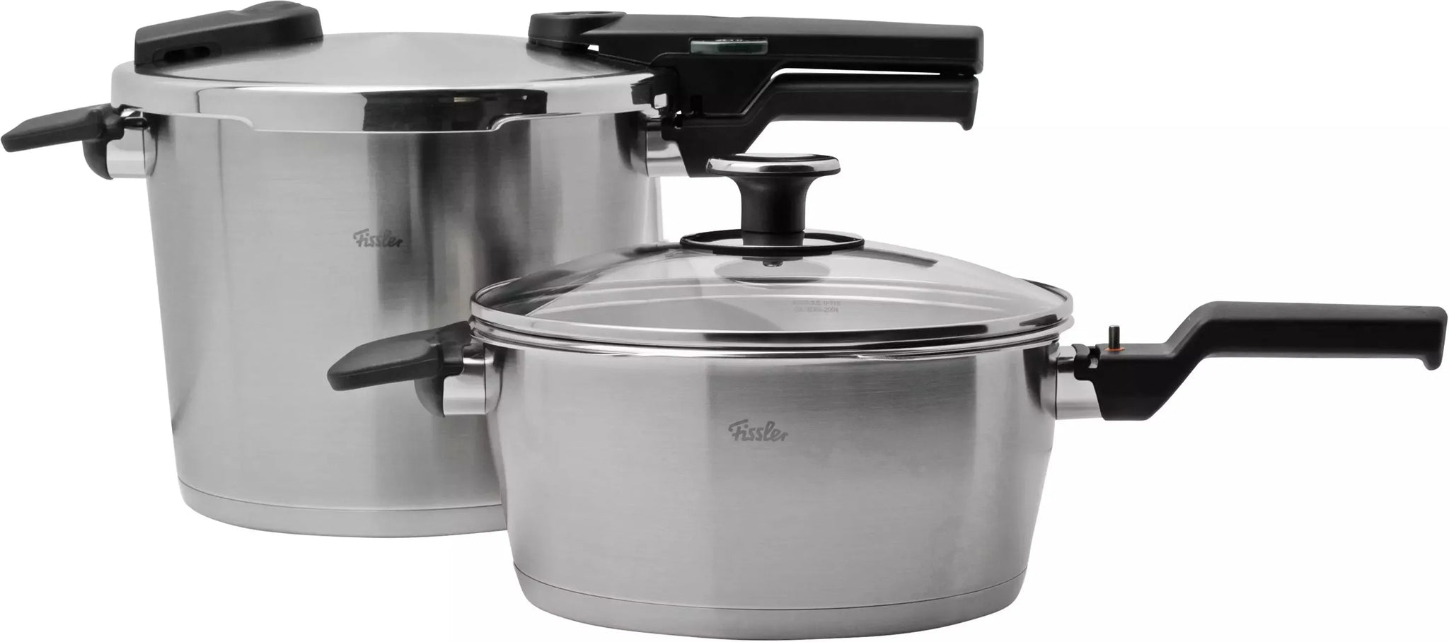Fissler - Vitaquick® Premium 2 Pcs set, 3.7 Quart and 6.3 Quart Pressure Cooker plus Glass Lid - 602-410-13-0800