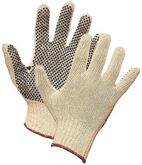 Forcefield - Large String Knit Cotton Work Gloves With PVC Dots on Palm, 1 DZ - 004-01876-09