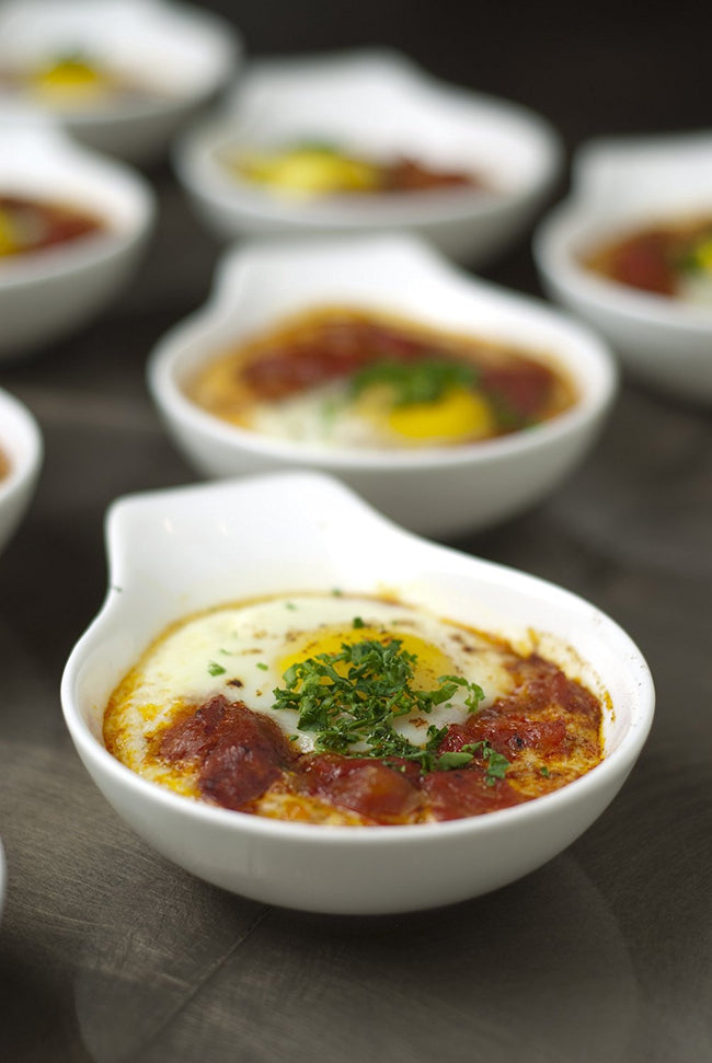 Fortessa - 12 PC 4.5" Fortaluxe SuperWhite Tasting Spoons Tasting Bowl (11 cm) - ALU-00-011