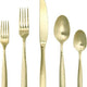 Fortessa - 20 PC Lucca Faceted Brushed Gold Stainless Steel Flatware Set - 5PPS-102FC9B-20