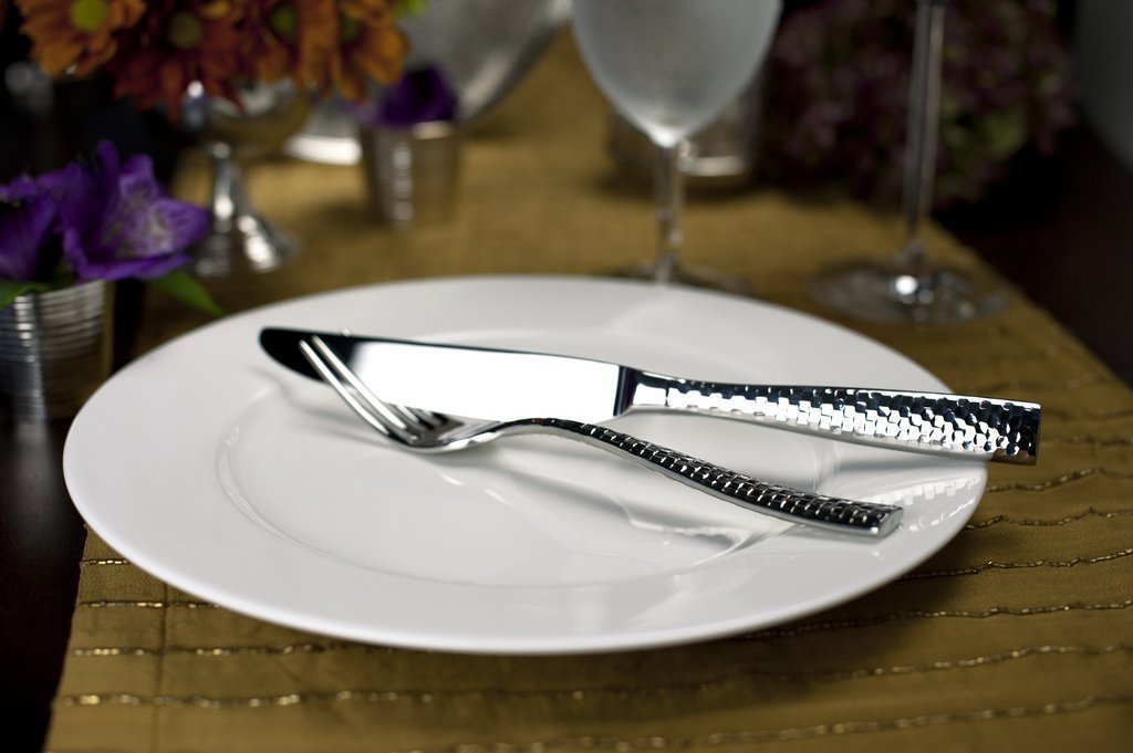 Fortessa - 20 PC Lucca Faceted Stainless Steel Flatware Set - 5PPS-102FC-20PC