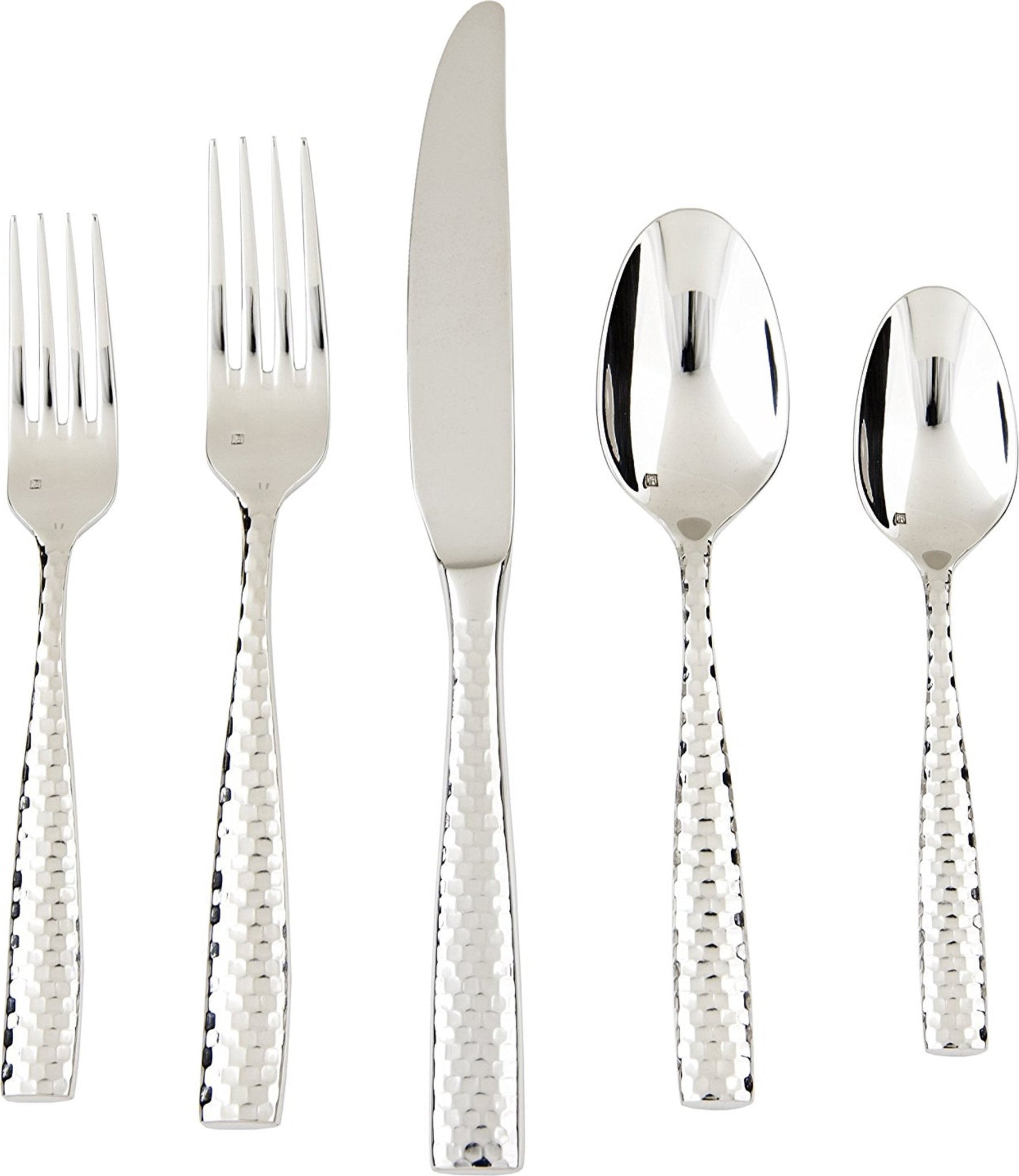 Fortessa - 20 PC Lucca Faceted Stainless Steel Flatware Set - 5PPS-102FC-20PC