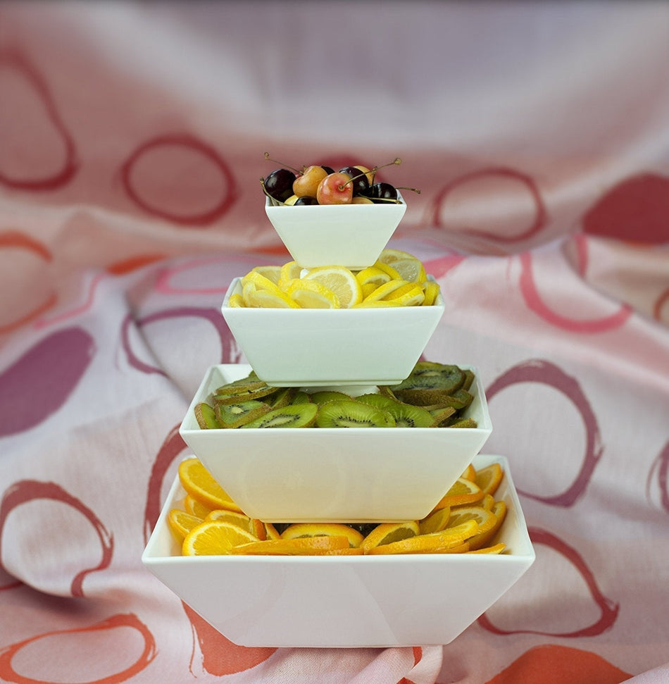 Fortessa - 4 PC 10" Fortaluxe SuperWhite Plaza Deep Square Bowl (25 cm) - V0818-0116