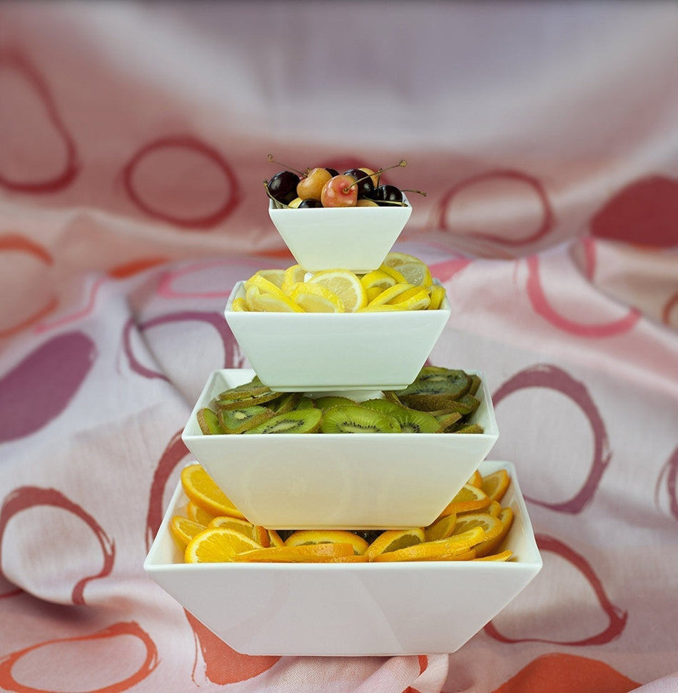 Fortessa - 4 PC 8" Fortaluxe SuperWhite Plaza Deep Square Bowl (20 cm) - V0818-0115