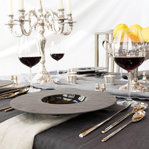 Fortessa - 4 PC 8" Fortaluxe SuperWhite Slayte Wide-Rim Bowl (20 cm) - 3000.BLK.20