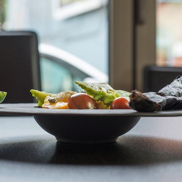 Fortessa - 4 PC 8" Fortaluxe SuperWhite Slayte Wide-Rim Bowl (20 cm) - 3000.BLK.20