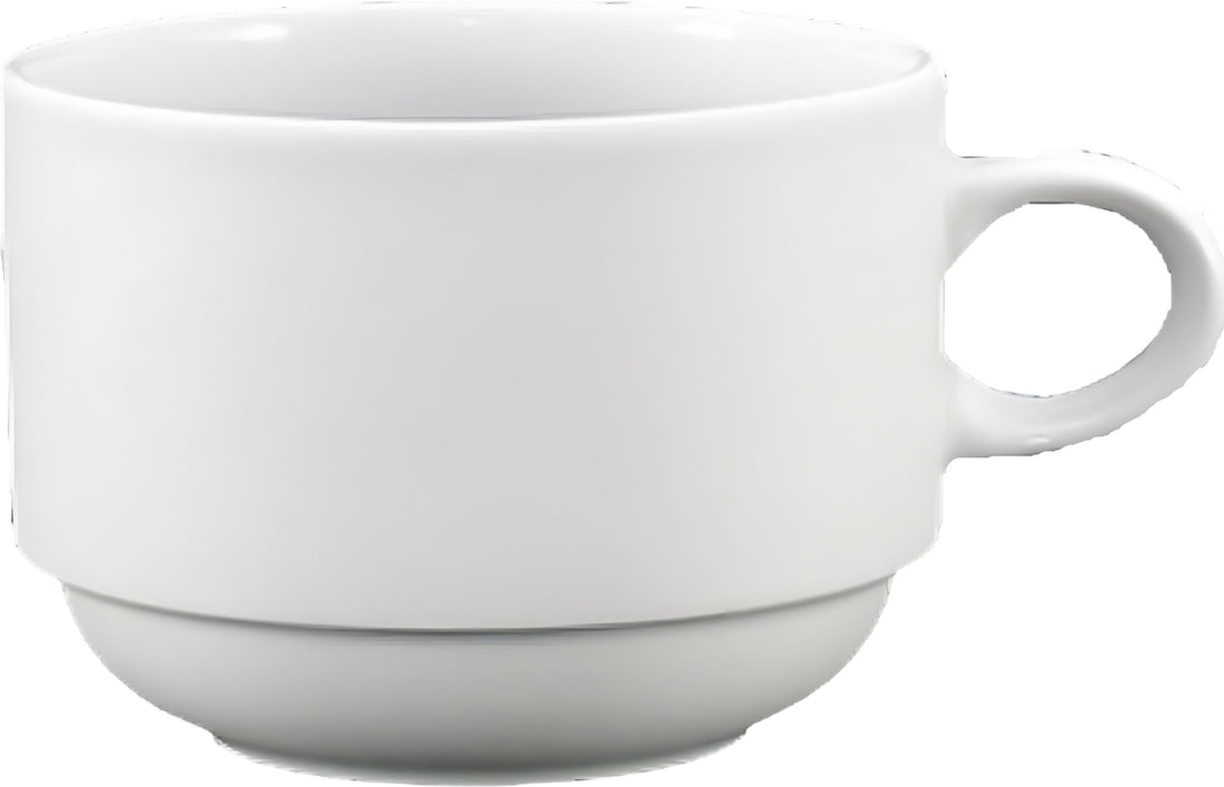 Fortessa - 4 PC 8 oz Fortaluxe SuperWhite Ilona Stackable Coffee Cup (.26 L) - 6200.F0000.10 - DISCONTINUED