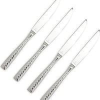 Fortessa - 4 PC Lucca Faceted Stainless Steel Solid Handle Steak Knife Set - 4PS-102FC