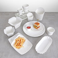 Fortessa - 4 Pc 3" x 2" x 4" Fortaluxe SuperWhite Food Truck Vitrified China Small Fry Cups (8 x 5 x 10.7 cm) - 4600.F0000.07