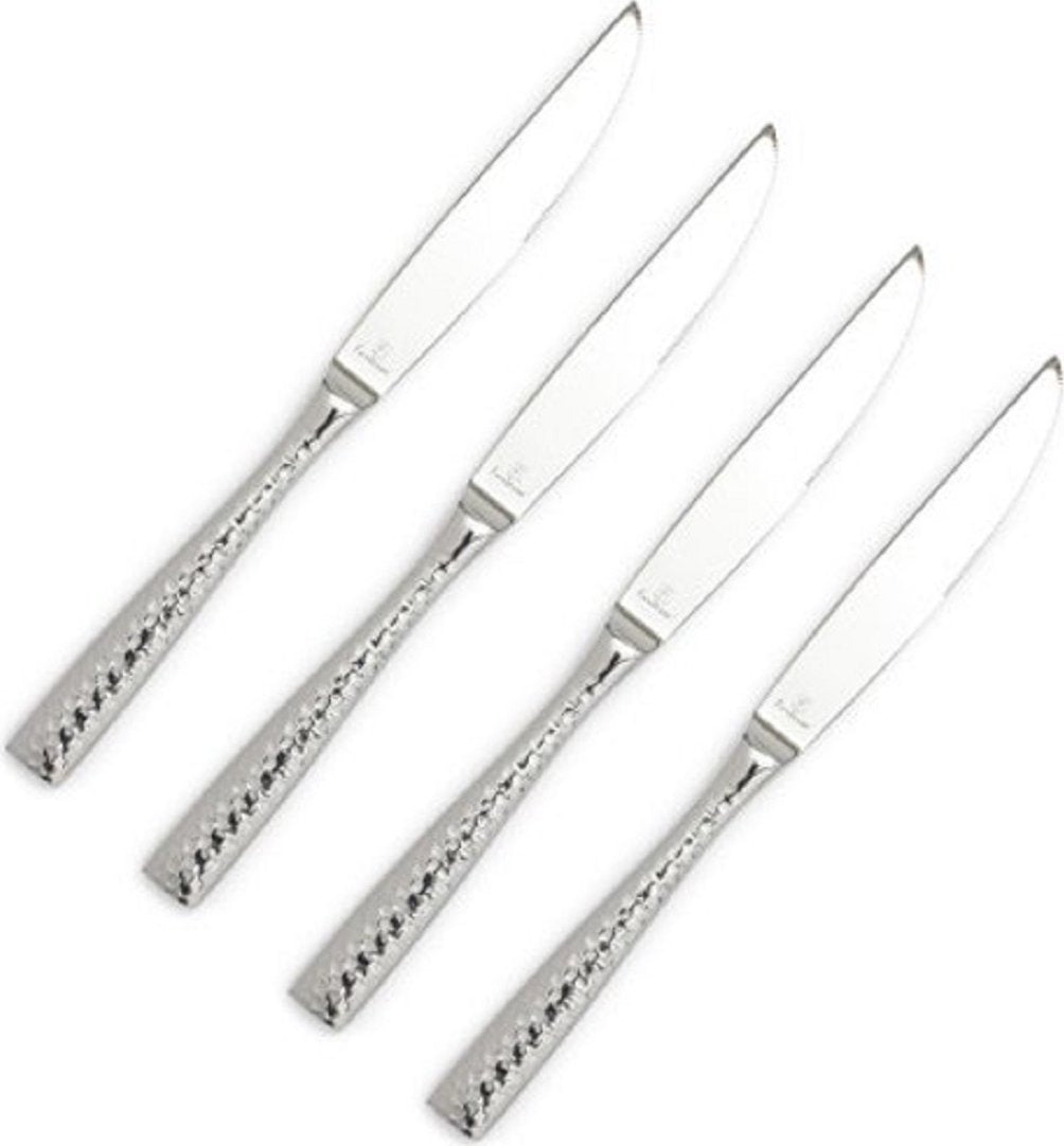 Fortessa - 4 PC Lucca Faceted Stainless Steel Solid Handle Steak Knife Set - 4PS-102FC