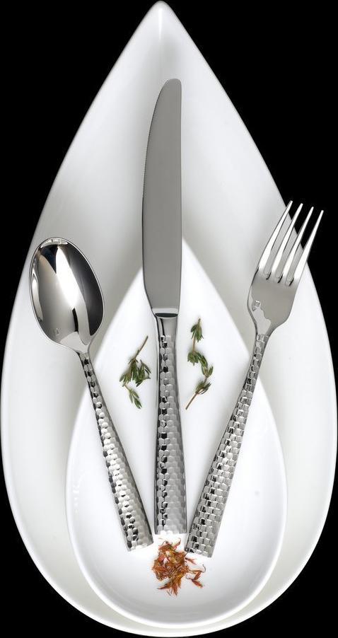 Fortessa - 5 PC Lucca Faceted Stainless Steel Place Setting - 5PPS-102FC-05