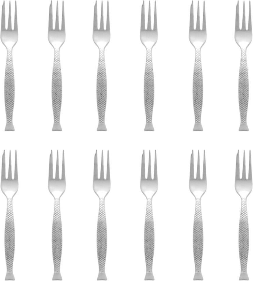 Fortessa - 5.9" Stainless Steel Siren Appetizer/Cake Fork, Pack of 12 - DVMETD800038