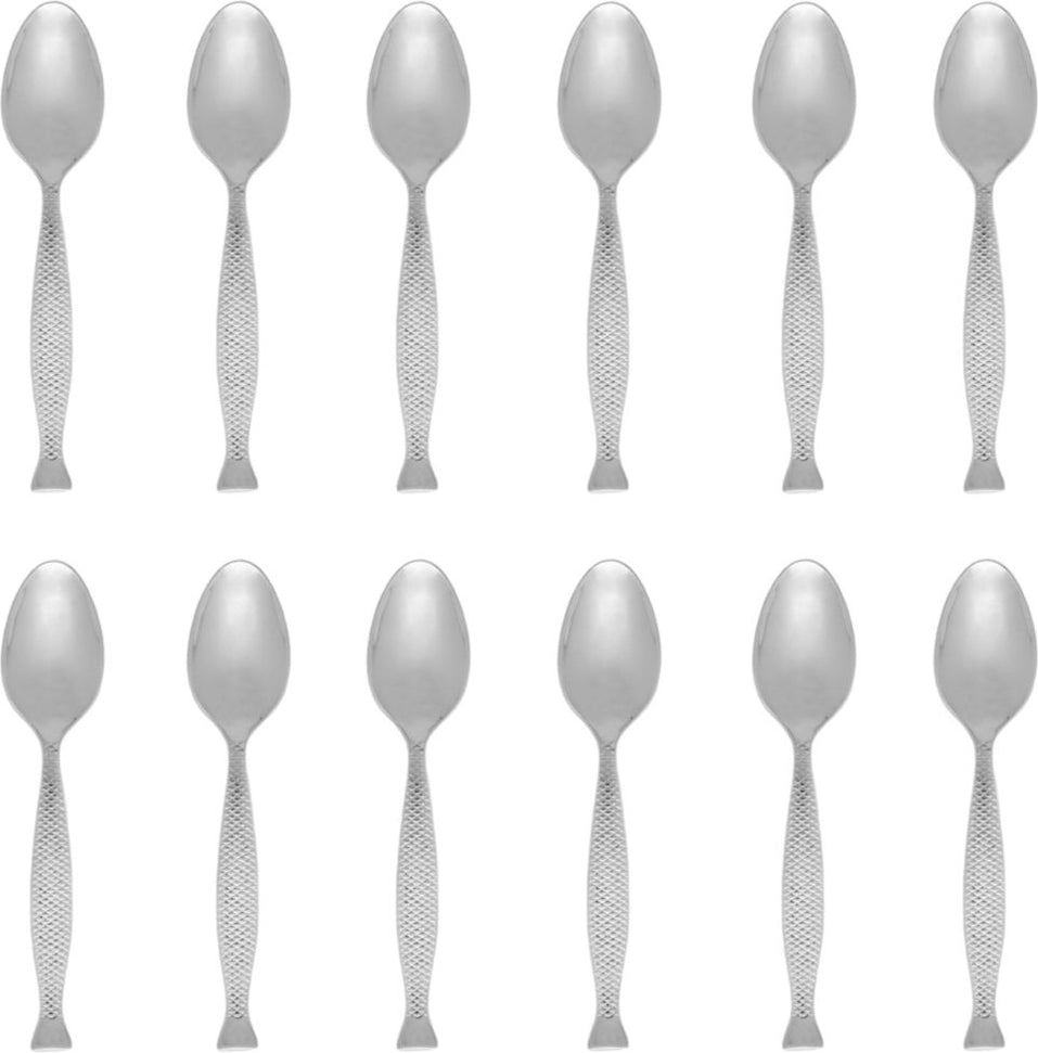 Fortessa - 6.9" Stainless Steel Siren Dessert/Oval Soup Spoon, Pack of 12 - DVMETD800011