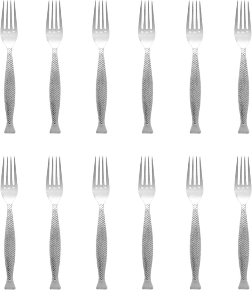 Fortessa - 6.9" Stainless Steel Siren Salad Fork, Pack of 12 - DVMETD800012