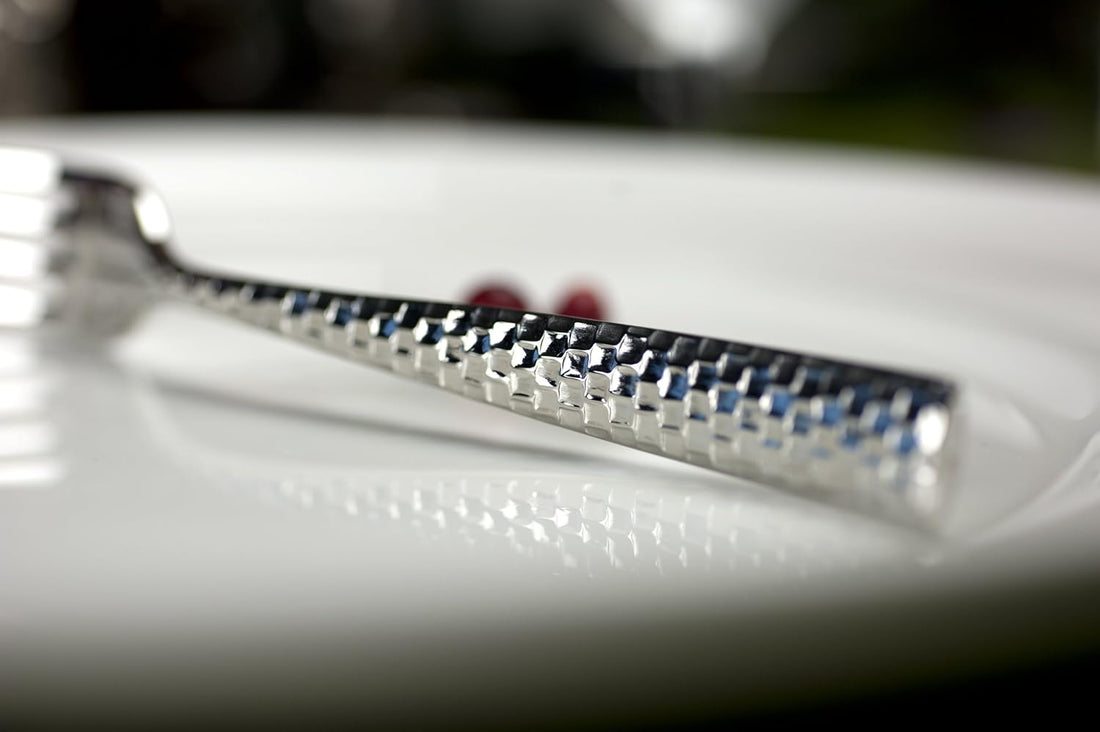 Fortessa - 7.2" Stainless Steel Lucca Faceted Fish Fork, Pack of 12 - 1.5.102.FC.031