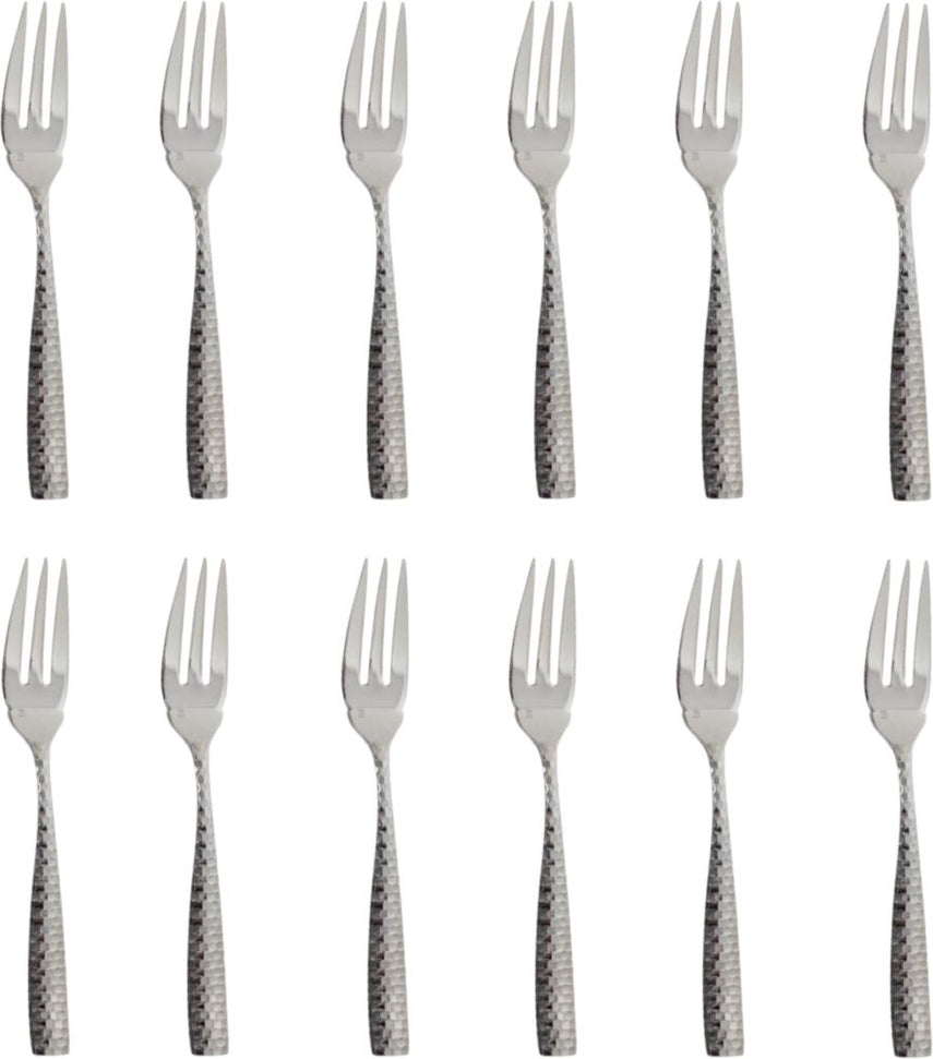 Fortessa - 7.2" Stainless Steel Lucca Faceted Fish Fork, Pack of 12 - 1.5.102.FC.031
