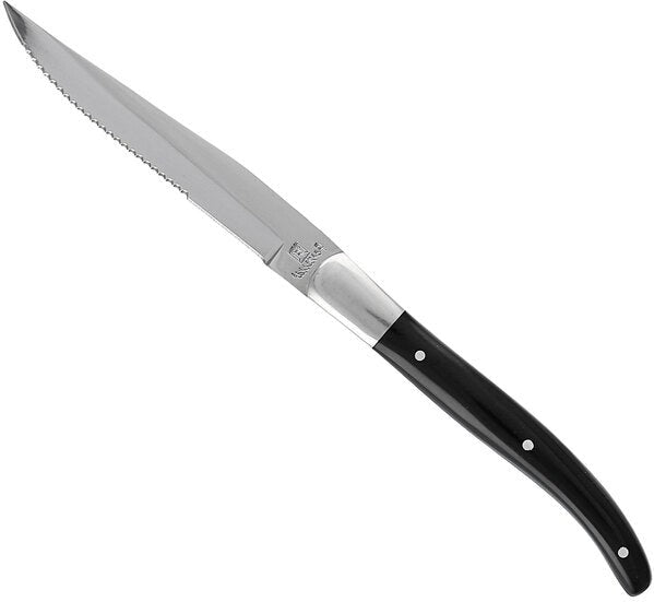 Fortessa - 9.25" Provencal Black Handle Serrated Steak Knife, Pack of 6 - 1.5.STK.00.239