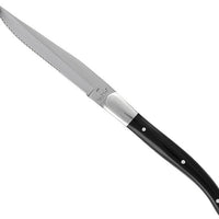 Fortessa - 9.25" Provencal Black Handle Serrated Steak Knife, Pack of 6 - 1.5.STK.00.239