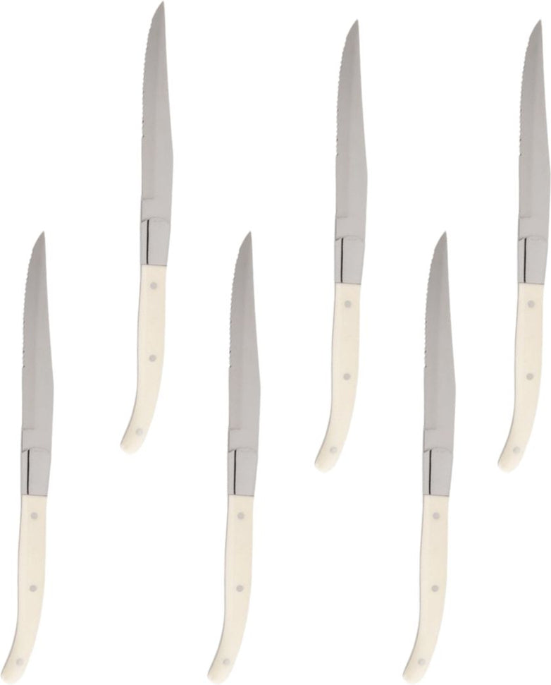 Fortessa - 9.25" Provencal Blonde Handle Serrated Steak Knife, Pack of 6 - 1.5.STK.00.240