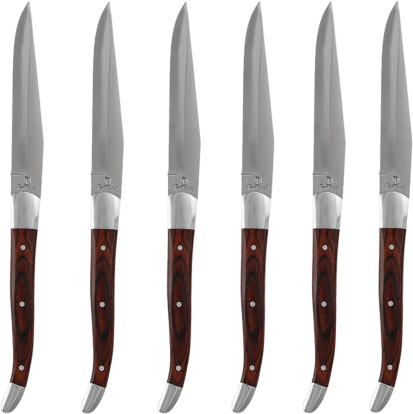 Fortessa - 9.25" Provencal Dark Wood Handle Non-Serrated Steak Knife, Pack of 6 - 1.5.STK.NS.247