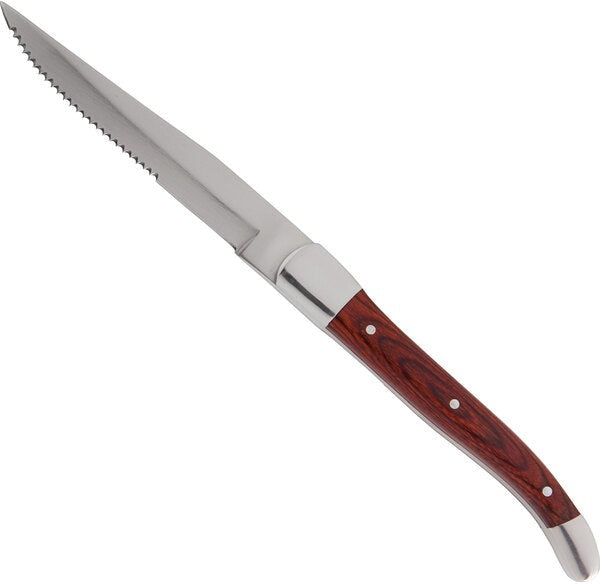 Fortessa - 9.25" Provencal Dark Wood Handle Serrated Steak Knife, Pack of 6 - 1.5.STK.SR.247
