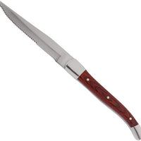 Fortessa - 9.25" Provencal Dark Wood Handle Serrated Steak Knife, Pack of 6 - 1.5.STK.SR.247