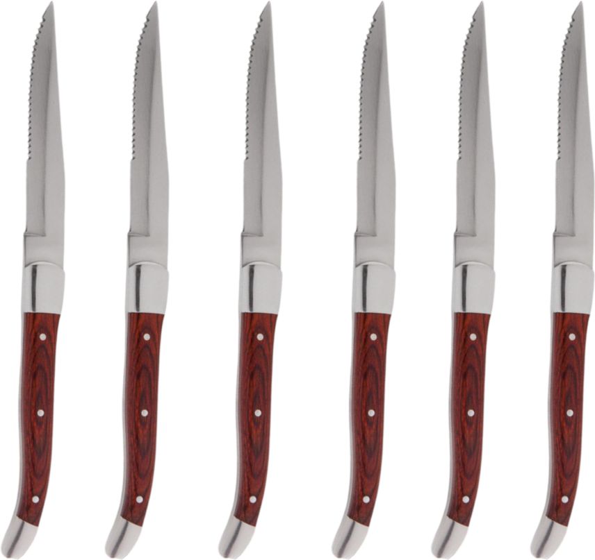 Fortessa - 9.25" Provencal Dark Wood Handle Serrated Steak Knife, Pack of 6 - 1.5.STK.SR.247