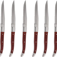 Fortessa - 9.25" Provencal Dark Wood Handle Serrated Steak Knife, Pack of 6 - 1.5.STK.SR.247