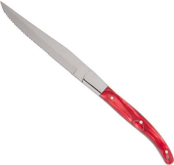 Fortessa - 9.25" Provencal Red Handle Serrated Steak Knife, Pack of 6 - 1.5.STK.00.243