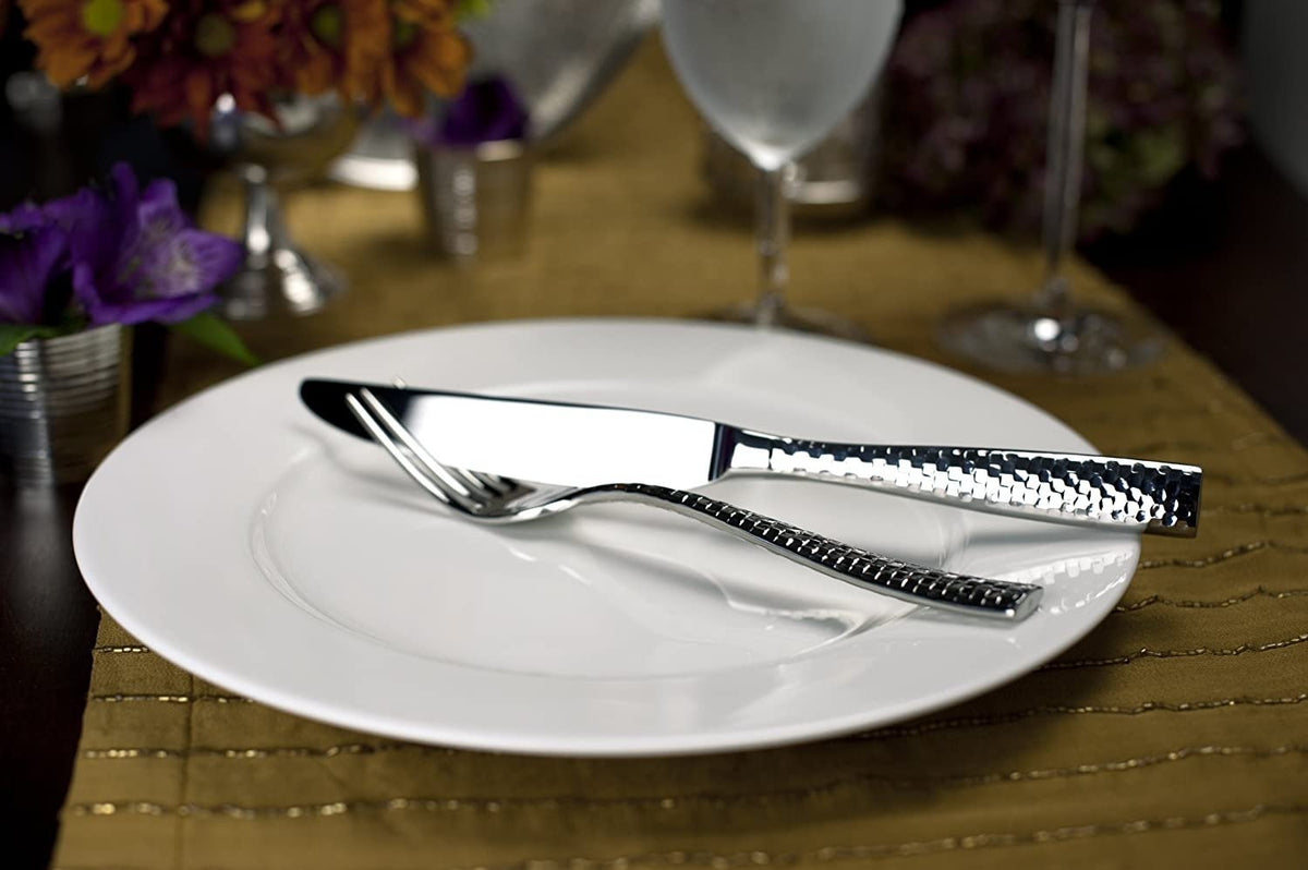 Fortessa - 9.9" Lucca Faceted Stainless Steel Table Knives, Pack of 12 - 1.5.102.FC.005