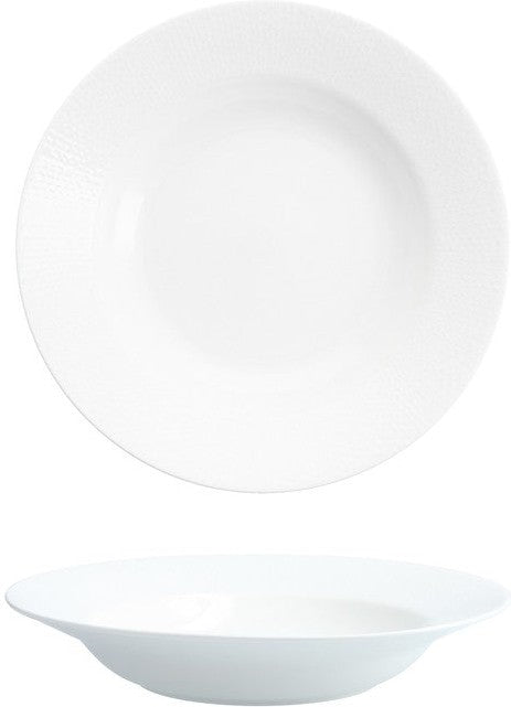 Fortessa - Amanda 16 Oz White Embossed Pasta Bowl, Pack of 4 - 7000.FFD.15N
