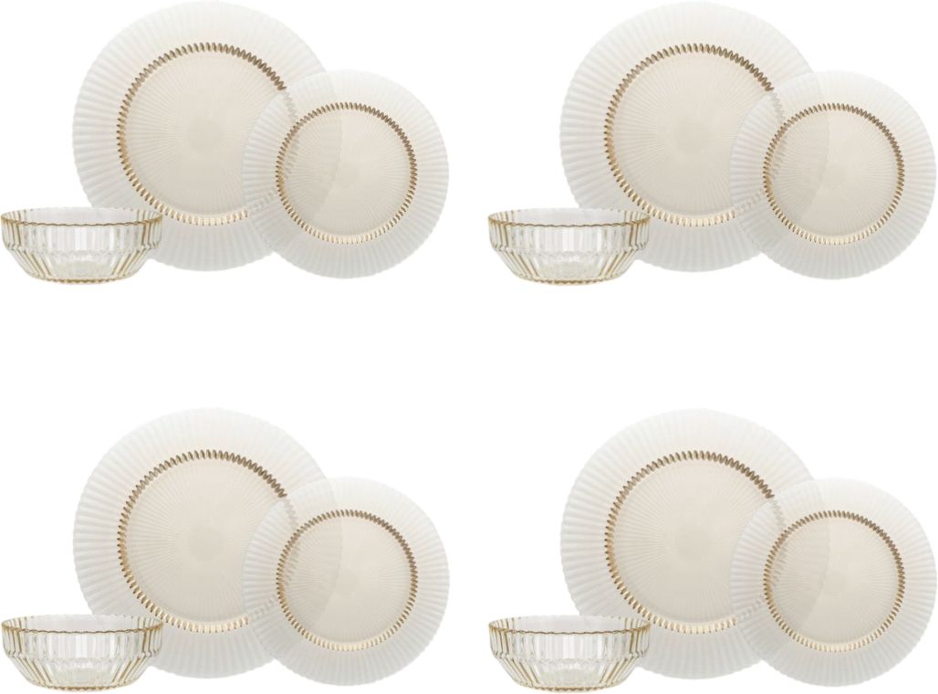 Fortessa - Archie Ginger Gold 12 Pc Glass Dinnerware Set - 12PPS.ARCHIE.GG