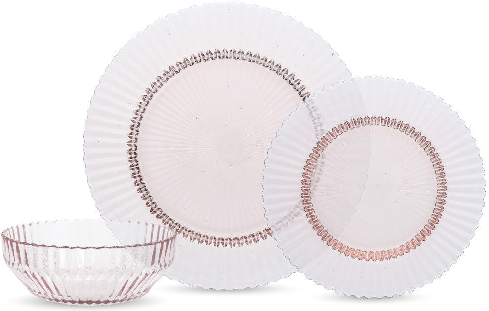 Fortessa - Archie Pink 12 Pc Glass Dinnerware Set - 12PPS.ARCHIE.PK