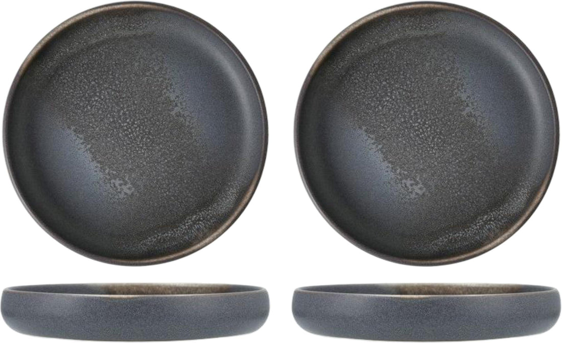 Fortessa - CT Collection Iceland Volcanic 8.5" x 1.5" Gray Medium High Sided Plate, Pack of 4 - CT.ICE.VG.105