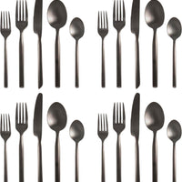 Fortessa - Capri 20 Pc Brushed Black Flatware Set - 20PPS-1646B-05