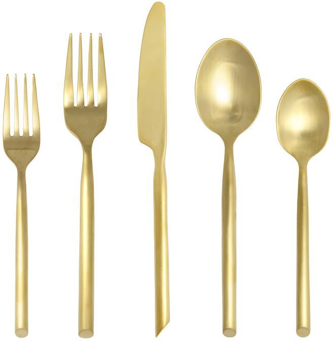 Fortessa - Capri Brushed Gold 5 Pc Stainless Steel Flatware Set - 5PPS-1649B-05