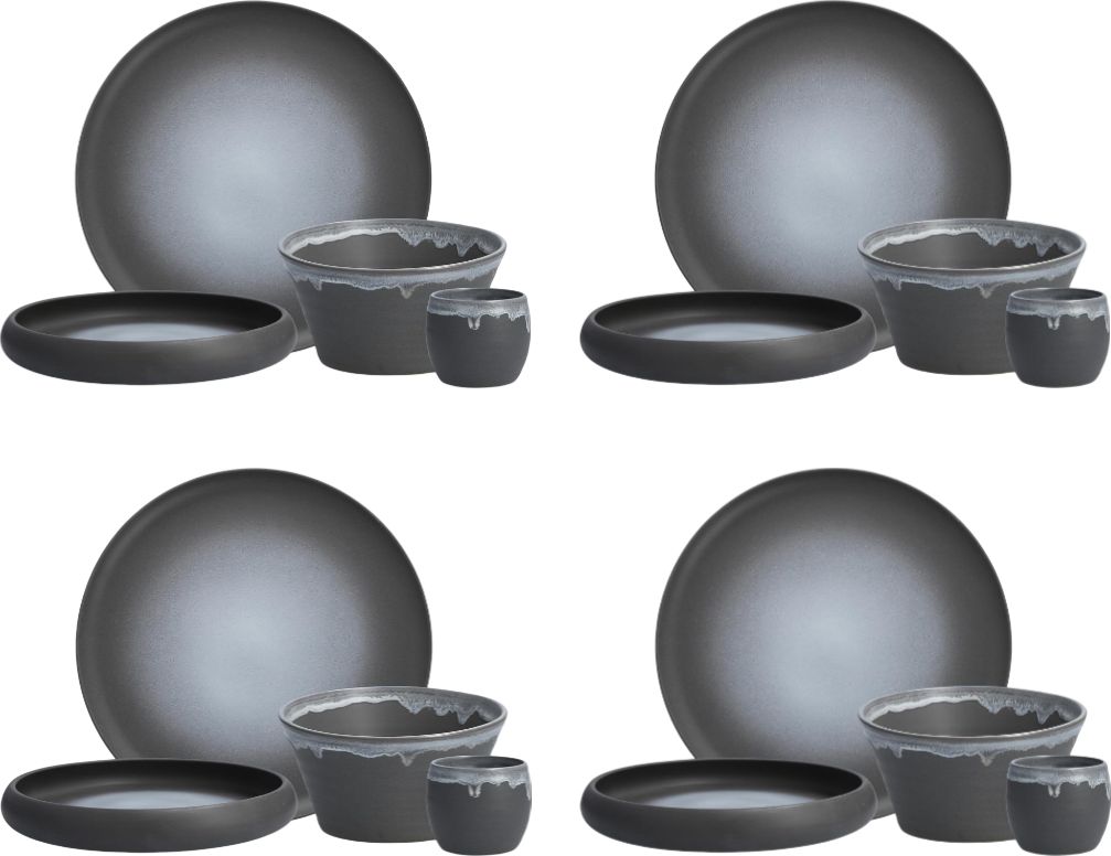 Fortessa - Cloud Terre Stoneware 16 Pc Charcoal Dinnerware, Pack (Collection No 1) - 16PPS-CT.1.CHR