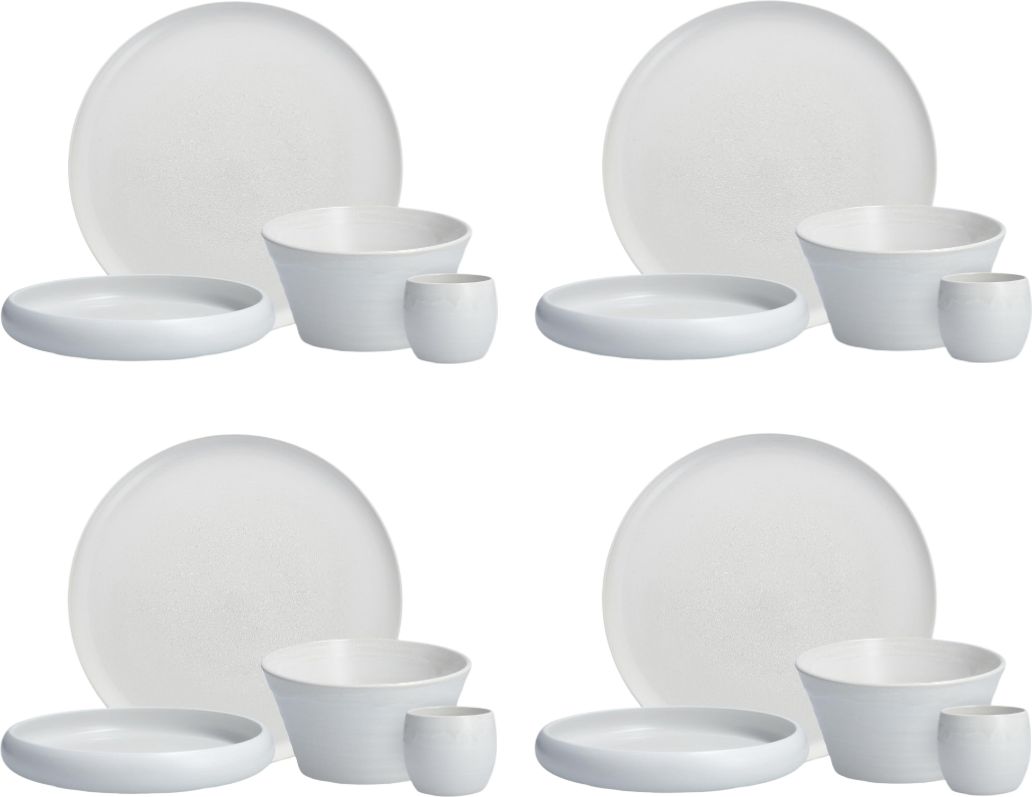 Fortessa - Cloud Terre Stoneware 16 Pc White Dinnerware, Pack (Collection No 1) - 16PPS-CT.1.WH