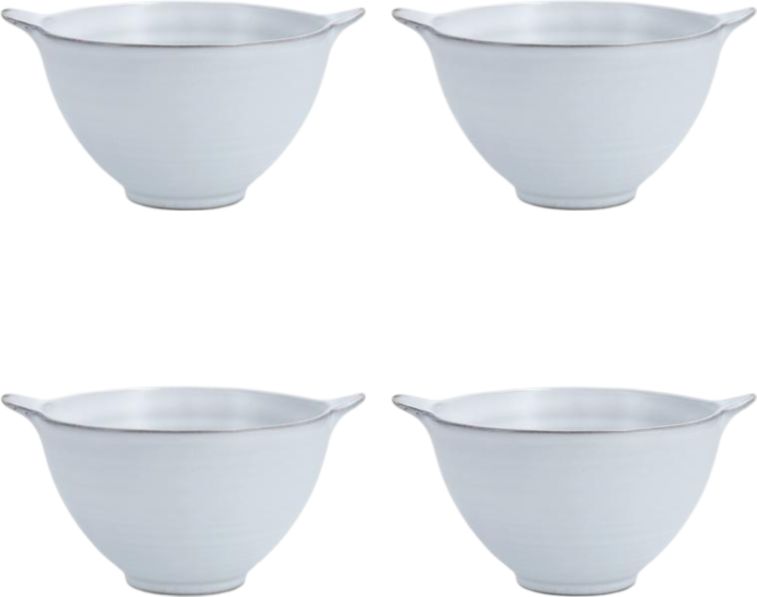 Fortessa - Complements 16 Oz Stone Lathe Handle Bowl, Pack of 4 - 8300.COMP.ST.04