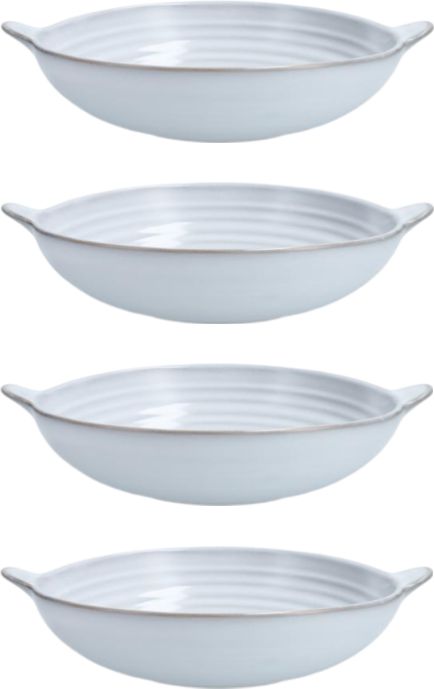 Fortessa - Complements 27 Oz Stone Lathe Handle Bowl, Pack of 4 - 8300.COMP.ST.07