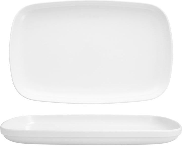 Fortessa - Cooper 14 x 9” Outdoor White Rectangular Platter, Pack of 4 - MD.MC.04