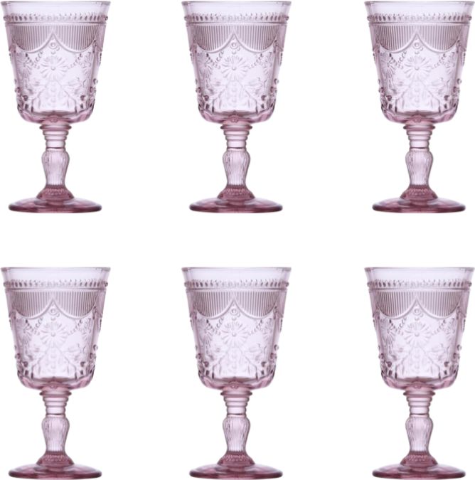Fortessa - Debutante 10 Oz Pink Goblet Glass, Pack of 6 - RRPG.DEBUPK.03