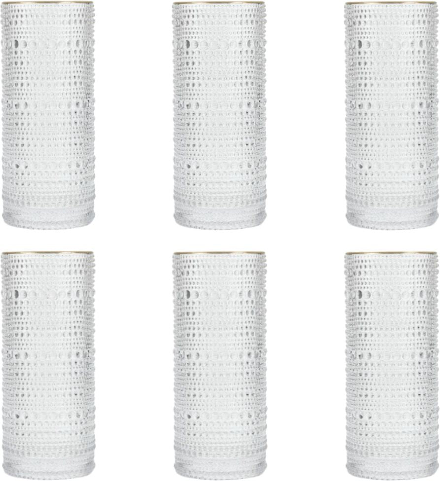 Fortessa - Jupiter 10.8 Oz Clear Collins/Highball Glass with Gold Rim, Pack of 6 - JUPITERCL.G.10