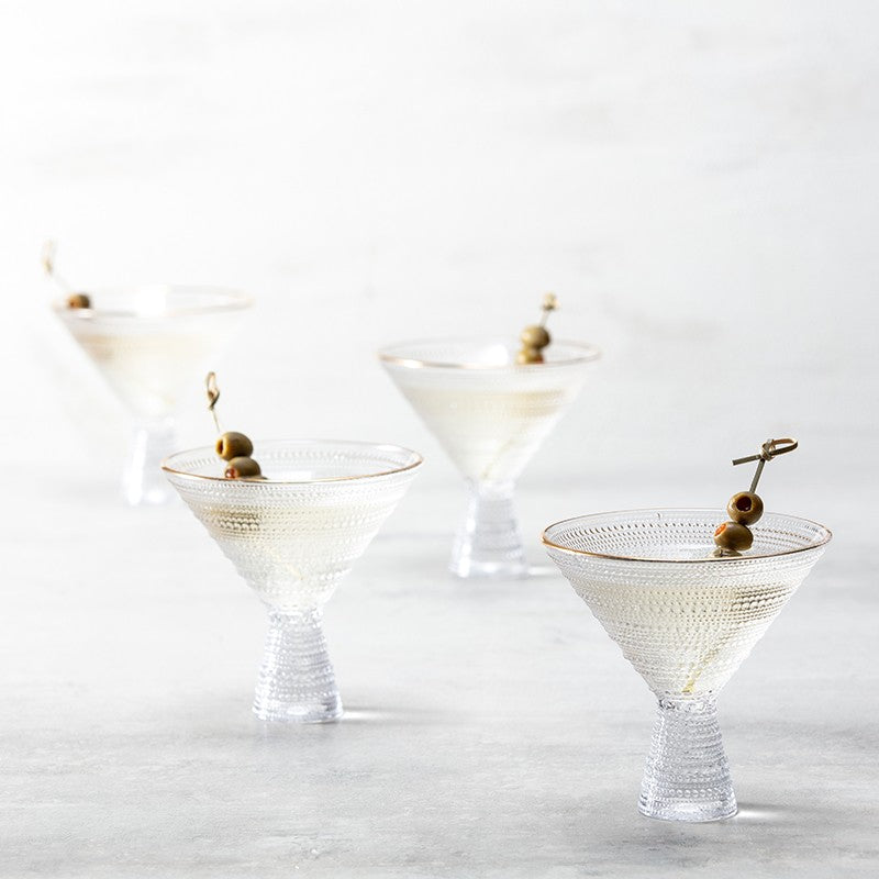 Fortessa - Jupiter 11.5 Oz Clear Martini Glass with Gold Rim, Pack of 4 - JUPITERCL.G.06