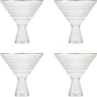 Fortessa - Jupiter 11.5 Oz Clear Martini Glass with Gold Rim, Pack of 4 - JUPITERCL.G.06