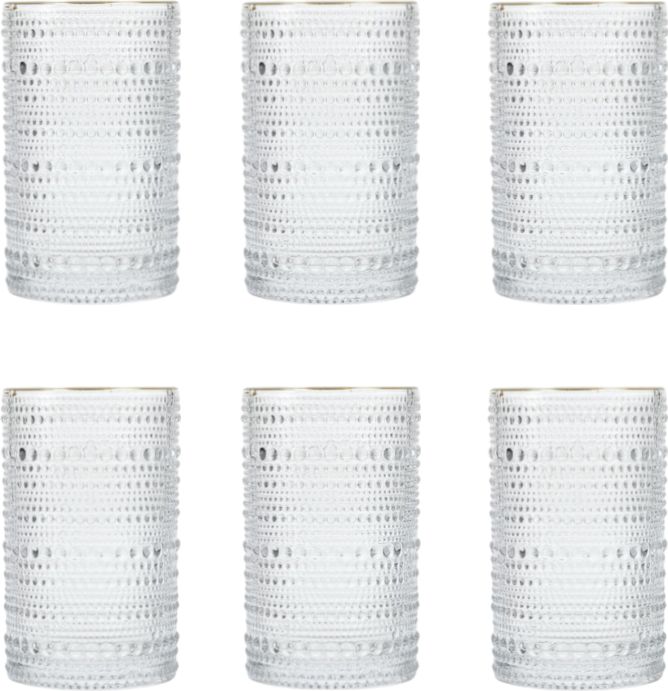 Fortessa - Jupiter 13 Oz Clear Iced Beverage Glass with Gold Rim, Pack of 6 - JUPITERCL.G.03