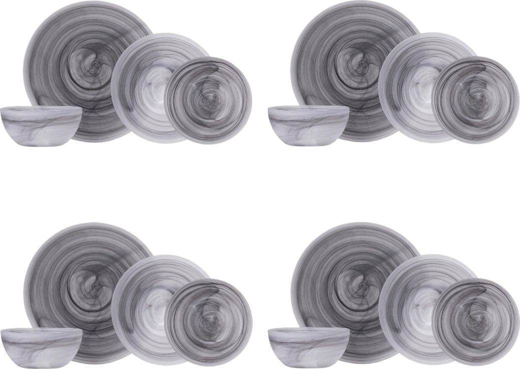 Fortessa - La Jolla Glass 16 Pc Gray Dinnerware Set - 2600.GREY.PB.SET