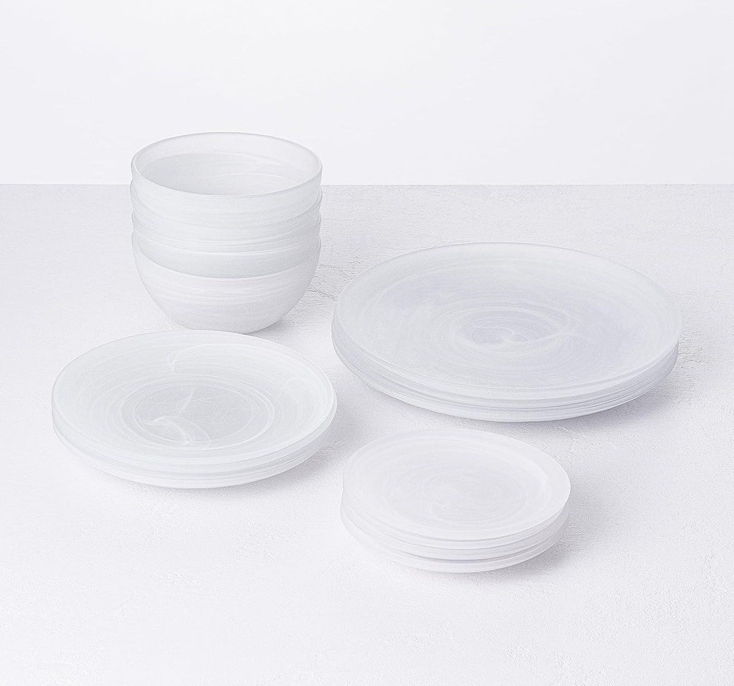 Fortessa - La Jolla Glass 16 Pc White Dinnerware Set - 2600.WH.PB.SET