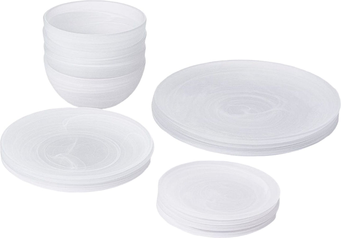 Fortessa - La Jolla Glass 16 Pc White Dinnerware Set - 2600.WH.PB.SET